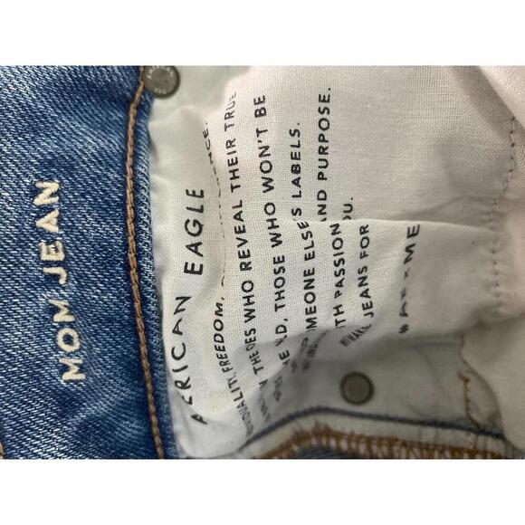 American Eagle Mom Jeans - Distressed Blue Denim 4 - Picture 4 of 7